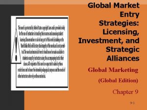 Global Market Entry Strategies Licensing Investment and Strategic