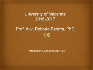 University of Macerata 2016 2017 Prof Avv Roberto