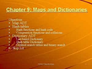 Chapter 9 Maps and Dictionaries Objectives Map ADT