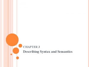 Formal methods of describing syntax and semantics in ppl