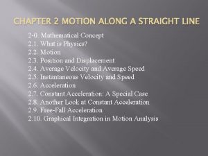 CHAPTER 2 MOTION ALONG A STRAIGHT LINE 2