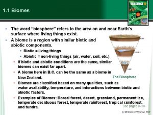 1 1 Biomes The word biosphere refers to