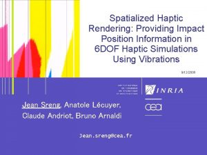 1 Spatialized Haptic Rendering Providing Impact Position Information