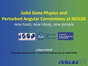 Solid State Physics and Perturbed Angular Correlations at