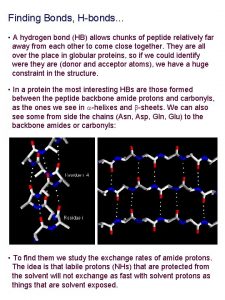 Finding Bonds Hbonds A hydrogen bond HB allows