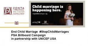 End Child Marriage Stop Child Marriages PSA Billboard