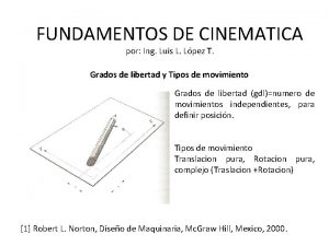 FUNDAMENTOS DE CINEMATICA por Ing Luis L Lpez