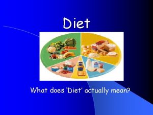 Diet What does Diet actually mean New Topic