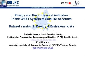 WIOD conference Vienna 26 28 May 2010 Energy