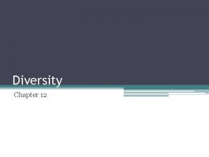 Diversity Chapter 12 Thriving in Diverse Environments Diversity