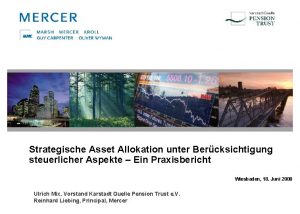 Strategische Asset Allokation unter Bercksichtigung steuerlicher Aspekte Ein