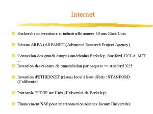 Internet z Recherche universitaire et industrielle annes 60