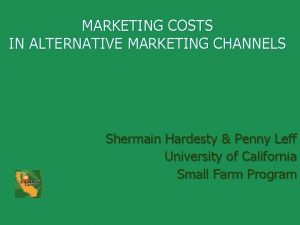 Alternative marketing channels