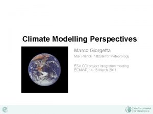 Climate Modelling Perspectives Marco Giorgetta Max Planck Institute