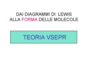 DAI DIAGRAMMI DI LEWIS ALLA FORMA DELLE MOLECOLE