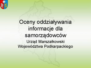 Oceny oddziaywania informacje dla samorzdowcw Urzd Marszakowski Wojewdztwa