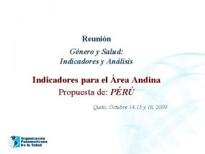 2005 Reunin Gnero y Salud Indicadores y Anlisis