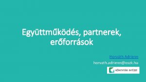 Egyttmkds partnerek erforrsok Horvth Adrienn horvath adriennoszk hu