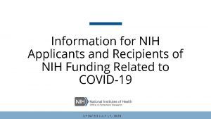 Information for NIH Applicants and Recipients of NIH