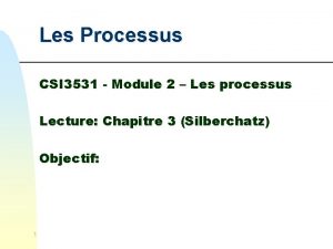 Les Processus CSI 3531 Module 2 Les processus