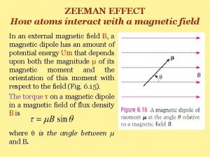 ZEEMAN EFFECT How atoms interact with a magnetic