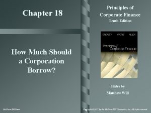 Chapter 18 Principles of Corporate Finance Tenth Edition
