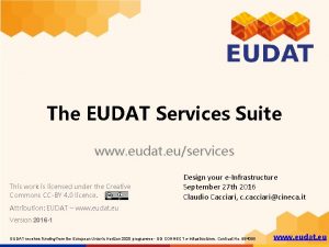 The EUDAT Services Suite www eudat euservices This
