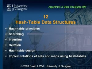 Algorithms Data Structures M 12 HashTable Data Structures