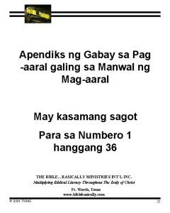 PantasAral Gabay sa Pagaaral Numero Apendiks ng Gabay