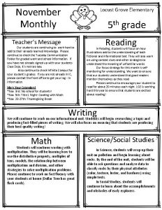 November Monthly Locust Grove Elementary 5 th grade