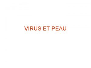 VIRUS ET PEAU Virus et peau ruptions paravirales