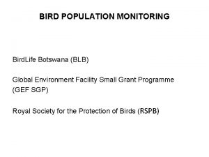 BIRD POPULATION MONITORING Bird Life Botswana BLB Global