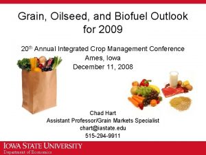 Grain Oilseed and Biofuel Outlook for 2009 20