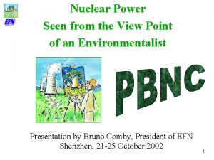 Nuclear Power Seen from the View Point of