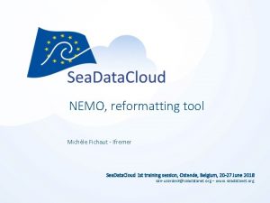 NEMO reformatting tool Michle Fichaut Ifremer Sea Data