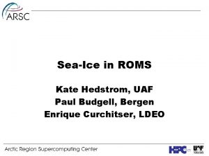 SeaIce in ROMS Kate Hedstrom UAF Paul Budgell