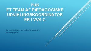 PUK ET TEAM AF PDAGOGISKE UDVIKLINGSKOORDINATOR ER I