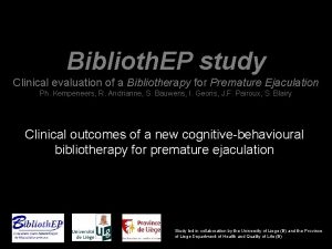 Biblioth EP study Clinical evaluation of a Bibliotherapy