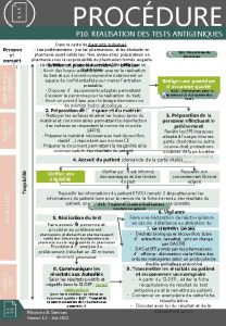 PROCDURE P 10 REALISATION DES TESTS ANTIGENIQUES MISE