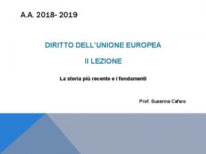A A 2018 2019 DIRITTO DELLUNIONE EUROPEA II
