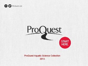Pro Quest Aquatic Science Collection 2013 Pro Quest