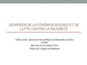 JOURNES DE LA COHSION SOCIALE ET DE LUTTE