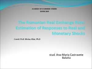 ACADEMY OF ECONOMIC STUDIES DOFIN 2009 The Romanian