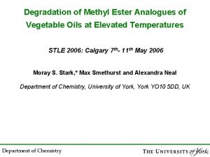 Degradation of Methyl Ester Analogues of Vegetable Oils