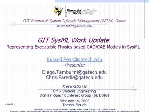 GIT Product System Lifecycle Management PSLM Center www