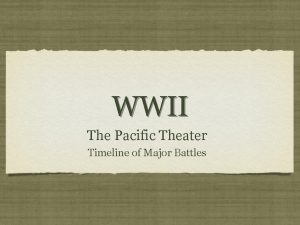 WWII The Pacific Theater Timeline of Major Battles