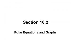 Section 10 2 Polar Equations and Graphs HORIZONTAL