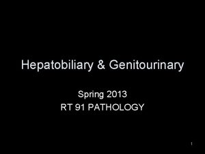 Hepatobiliary Genitourinary Spring 2013 RT 91 PATHOLOGY 1