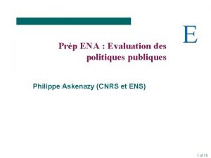 Prp ENA Evaluation des politiques publiques E Philippe