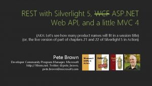 REST with Silverlight 5 WCF ASP NET Web